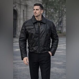 Gianfranco Ferré Quilted Padded Motorcycle Leather Jacket – Black (IT 46)